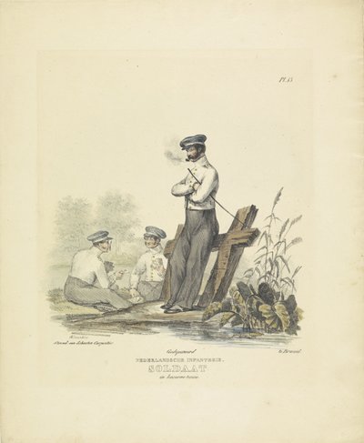 Soldier in Barracks Uniform, 1820-1825 (Dutch Infantry. Soldier in Barracks Uniform) (Military Costumes of the Kingdom of the Netherlands) by A. Courtois
