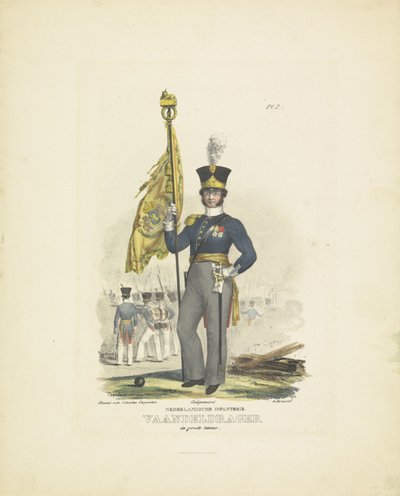 Standard Bearer in Full Dress, 1820-1825 (Military Costumes of the Kingdom of the Netherlands) by A. Courtois