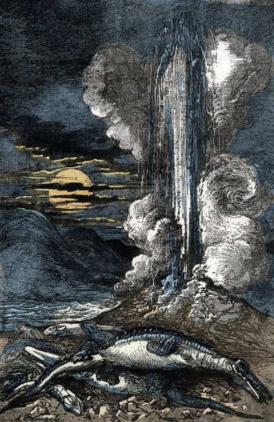 Eruption of venous thermal waters in the period of the Triassic by A. Demarle