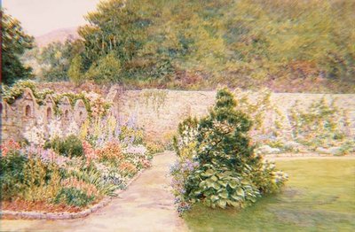 The Garden at Undermount, Bonchurch, Isle of Wight with St. Boniface in the Distance by A. Foord Hughes