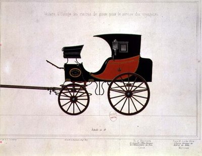 Design of a carriage for the Postal Service, engraved by Engelmann and Graf by A. G. (after) Ducoudray