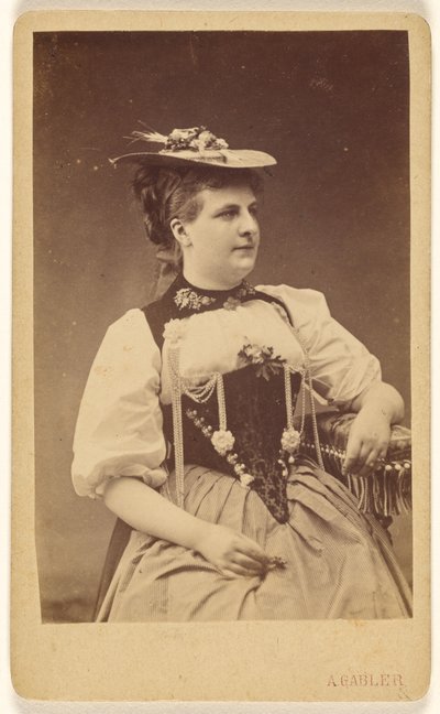 Unidentified Woman in Native Costume with Hat, Seated by A. Gabler