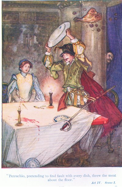 Pettruchio, pretending to find fault with every dish, threw the meat about the floor (The Taming of the Shrew) by A. Jackson