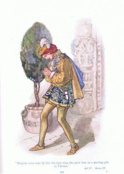 Proteus even sent by her the very ring she gave him as a parting gift at Verona (Two Gentlemen of Verona), from Tales from Shakespeare published by Ward Lock & Co Ltd by A. Jackson