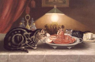Still Life of Cats and a Lobster by A. Jackson
