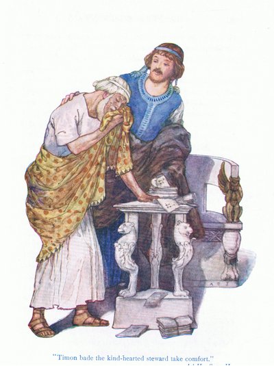 Timon bade the kind hearted steward take comfort (Timon of Athens), from Tales from Shakespeare pub. by Ward Lock & Co Ltd by A. Jackson