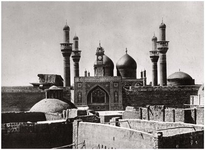 The golden domes and minarets of the al-Kadhimiya Mosque, Baghdad, Iraq, 1925 by A. Kerim