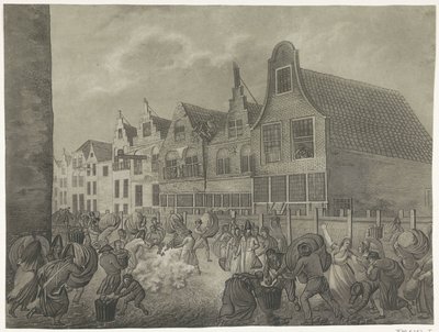 Collapse of the Cofferdam Along the Kortendijk in Gorinchem, 1809. Four Plates of the Flood in 1809 Dedicated to King Louis Napoleon (series title) by A. Lutz