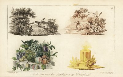 Patterns for painting on porcelain: landscapes, fruits, candle by A. Lutz