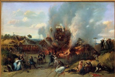 Railway disaster in Bellevue on the railway of Versailles, 8 May 1842 by A Provost