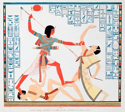 Second scene on the southern wall of the interior of the Great Temple at Abu Simbel, 1888 by A Racinet