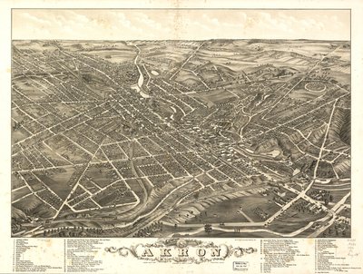 Panoramic View of the City of Akron, Summit County, Ohio 1882 by A. Ruger Ruger