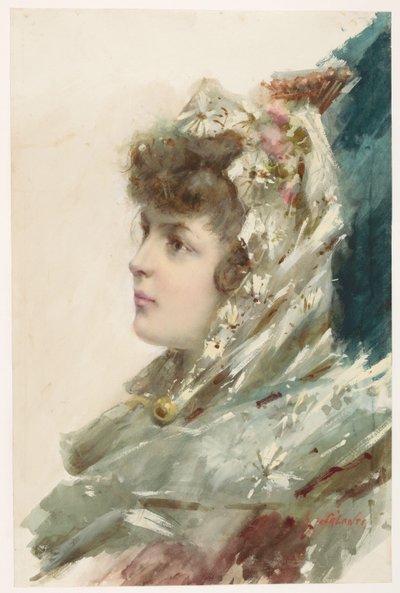 Bust of a Young Woman, in Profile Facing Left by A. Salanti