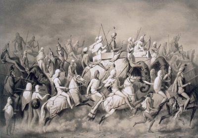 Chir Singh, Maharajah of the Sikhs and King of the Punjab with His Retinue Hunting Near Lahore by A. Soltykoff