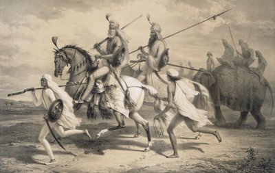 Sikh Chieftains going Hunting, 1858 by A. Soltykoff