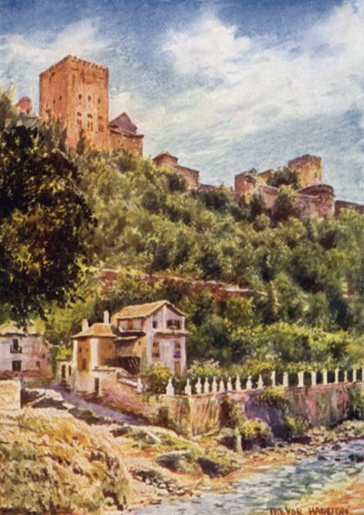 Granada, Villas on the Banks of the River Darro by A. Trevor Haddon
