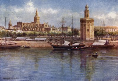 Seville, The Torre del Oro and the Cathedral by A. Trevor Haddon