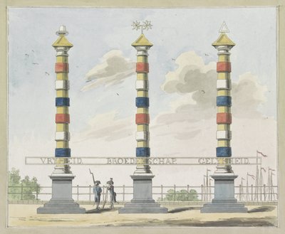 Liberty, Brotherhood, and Equality, Decoration on the Hogesluis, 1795. Ten Plates of the Decorations at the Alliance Festival in Amsterdam in 1795 by A. Verkerk