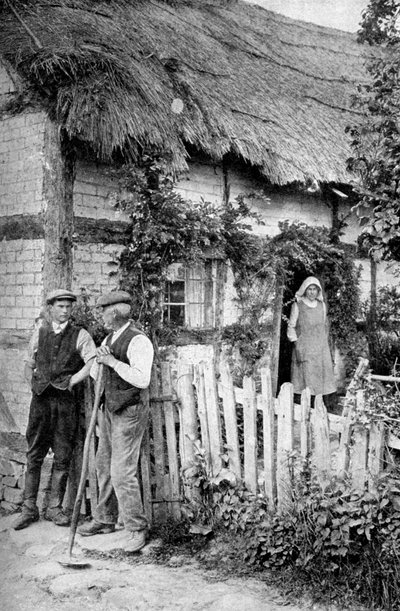 Two Men Chatting Outside a Cottage, Near Lucton, Herefordshire, c1922 by A. W. Cutler