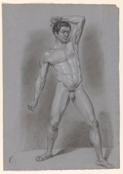 Standing Male Nude, Seen from the Front by A. Waterloo (attributed to)