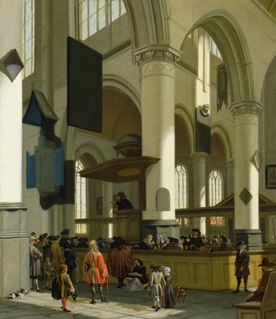 Interior of the Oude Kerk, Delft, with a preacher by A. and Streeck, H. van Storck