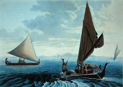 View of the Island of Tinian: Dugout Canoes from the Caroline Islands, from 