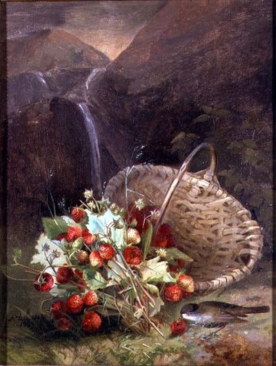 Bunch of Wild Strawberries by a Basket by A. de Brus