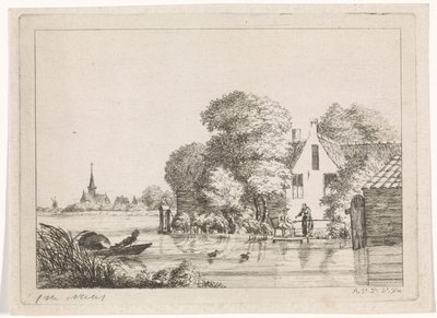 Fisherman and a Woman in Front of a House by A. van de Velde
