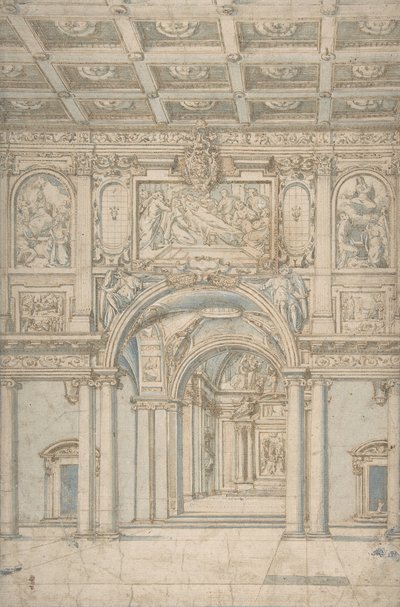 Study of the Interior of Santa Maria Maggiore in Rome, 1621-46 by Abbate Paolo de Angelis