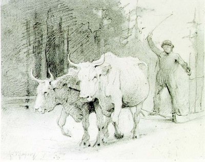 A French Peasant Driving Oxen by Abbott Handerson Thayer