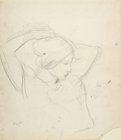 Girl Arranging Her Hair by Abbott Handerson Thayer