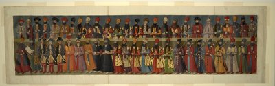 Copy of the Great Mural in Nigaristan Palace. The Court of Fath Ali Shah with British Envoys Sir John Malcolm, Sir Harford Jones Brydges, and Sir Gore Ouseley by Abdallah (after) Khan
