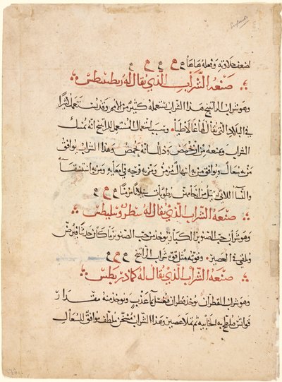 Text Page from a Materia Medica of Dioscorides by Abdallah ibn al Fadl (Iraq)