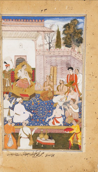 Bhishma advises Yudhishthira on the nature of the four varnas, or castes by Abdul Rahim Khan I Khana