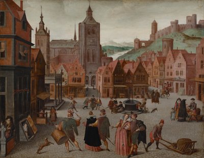 The Marketplace in Bergen op Zoom, probably 1590 and 1597 by Abel Grimmer