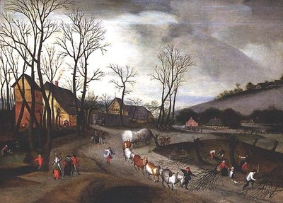 Winter Landscape with Peasants Pollarding by Abel Grimmer or Grimer