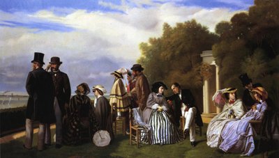 Empress Eugenie and Her Court at Biarritz, 1861 by Abel de Pujol