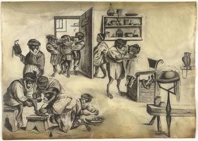 Barber Shop with Monkeys, ca. 1720 by Abraham Bastiaensz.