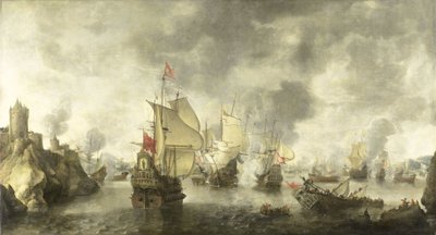Battle of the Combined Venetian and Dutch Fleets against the Turks in the Bay of Foya, 1649 by Abraham Beerstraten