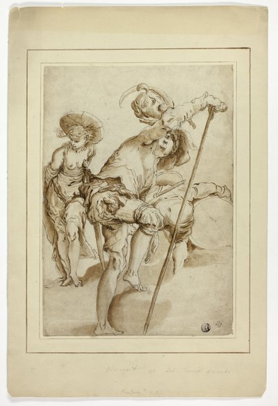 A Standing Soldier, a Standing Woman, and a Stooping Drummer by Abraham Bloemaert