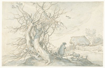 Shepherd with Sheep by a Dead Tree by Abraham Bloemaert