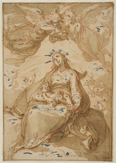 Madonna and Child, Crowned by Angels by Abraham Bloemaert