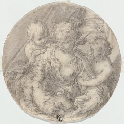 The Madonna with the Christ Child, with the infant John the Baptist and another Child (Caritas) by Abraham Bloemaert