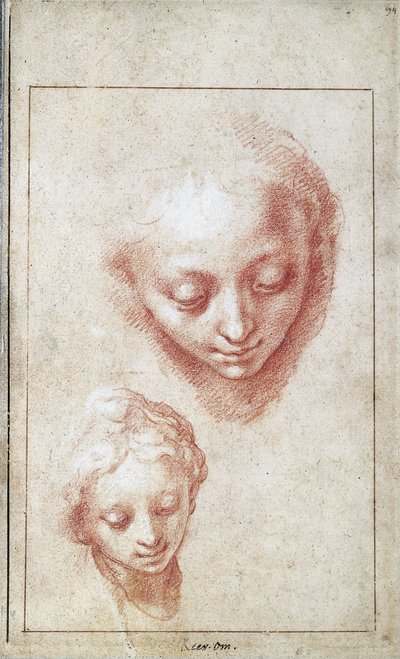 Two Studies of the Head of the Virgin by Abraham Bloemaert