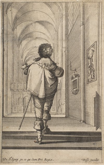 A Gentleman Seen from Behind Walking into a Church by Abraham Bosse