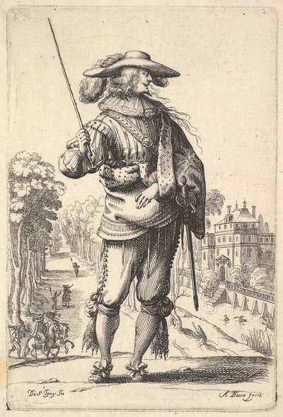 A Gentleman with His Head Turned Towards the Right in Profile, Wearing a Plumed Hat by Abraham Bosse