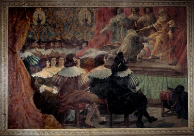 A theatrical representation in the 17th century at the Chateau de Grosbois. Painting by Abraham Bosse (1602-1676) by Abraham Bosse