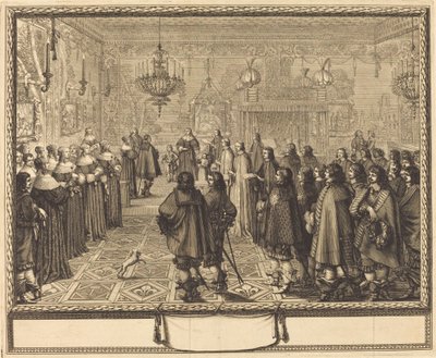 Ceremony of the Contract of Marriage between Vladislas IV, King of Poland, and Louise Marie of Gonzaga, Princess of Mantua, at Fontainbleau by Abraham Bosse