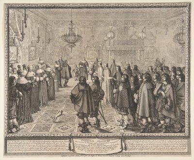 Ceremony of the Contract of Marriage between Władysław IV, King of Poland, and Marie Louise Gonzaga, Princess of Mantua, at Fontainebleau by Abraham Bosse
