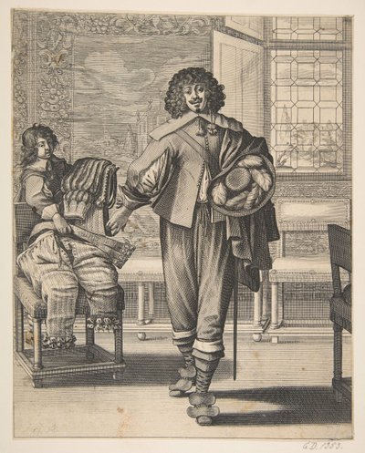 Courtier Following Edict Against Superfluity in Dress by Abraham Bosse